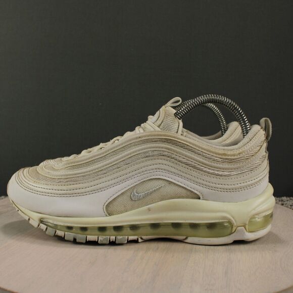 Nike Air Max 97 Womens 8 White Beige Leather Mesh Athletic Sneakers - Picture 6 of 11